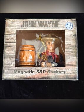 John Wayne Magnetic S&P Shakers - Cowboy Figurine with Barrel